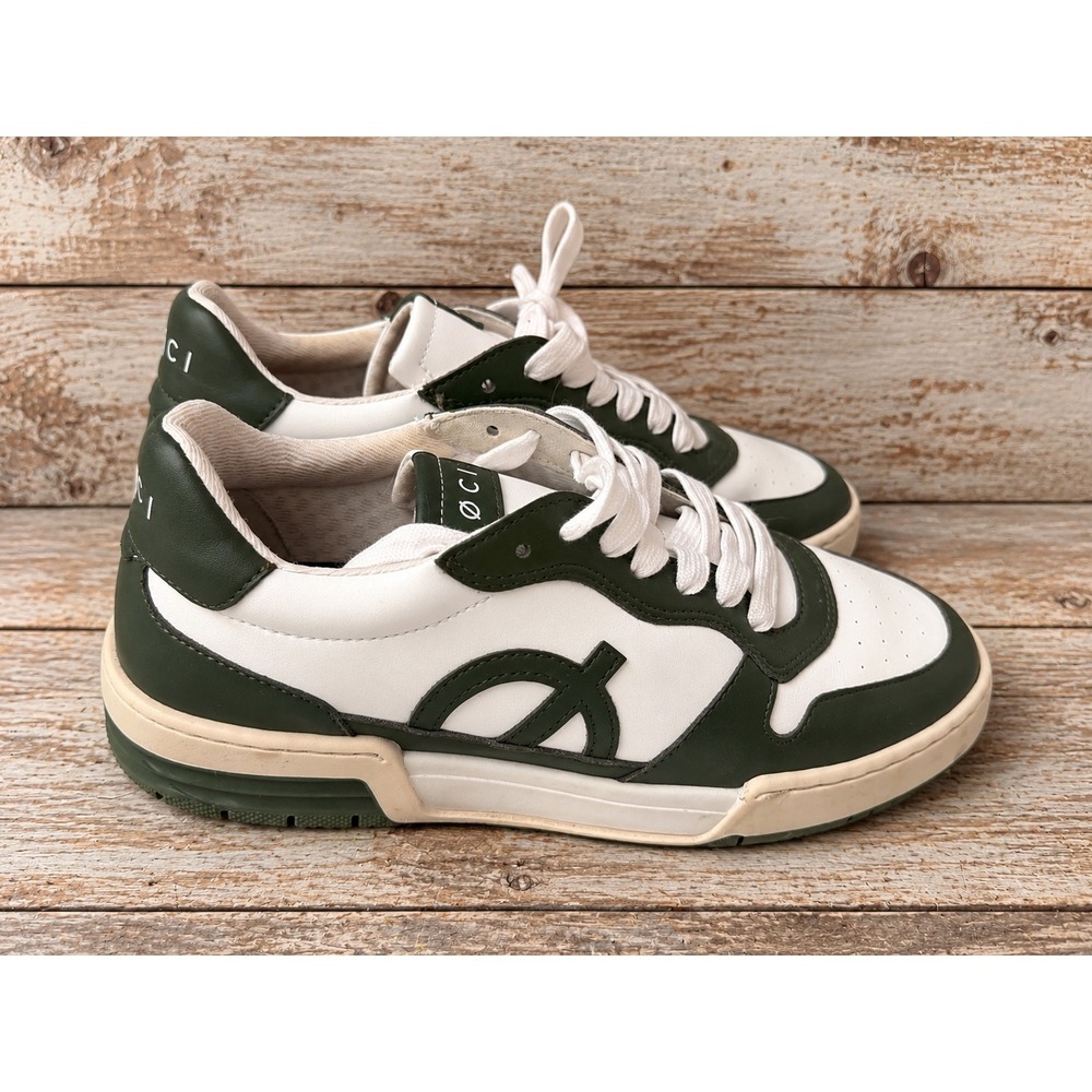 LOCI Three Vegan Low Top Sneakers White Green Cream EU40/9.5 fits like 9 EUC